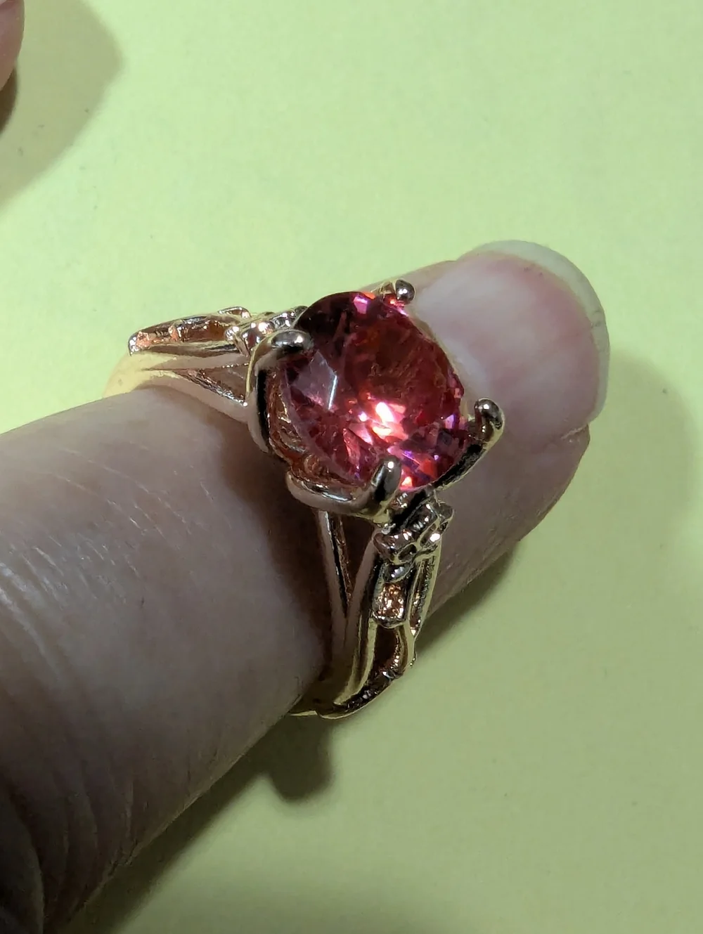 Rose Gold Plated Pink Mystic Topaz Vine Flower Retro Ring Size 6 NWT